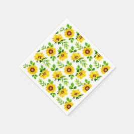 ひまわりパターンカントリーファームハウスバースデーパーティー スタンダードカクテルナプキン