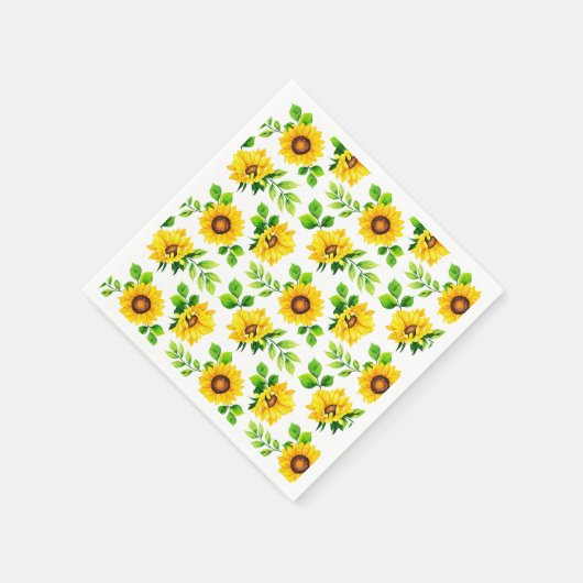 ひまわりパターンカントリーファームハウスバースデーパーティー スタンダードカクテルナプキン (角)