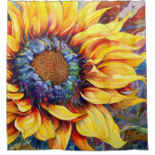 ひまわりパワーウォーター絵画カラー シャワーカーテン (正面)