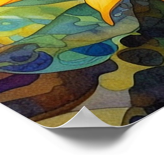 ひまわりパワーウォーター絵画カラー ポスター (角)