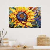 ひまわりパワーウォーター絵画カラー ポスター (キッチン)