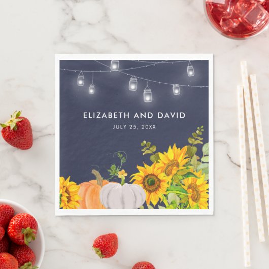 ひまわりパンプキンストリングラ素朴イト結婚ズ スタンダードランチョンナプキン (インサイチュ)