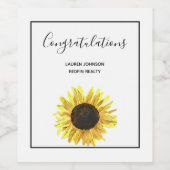 ひまわりパーソナライズされたおめでとうワインラベル ワインラベル (シングルラベル)