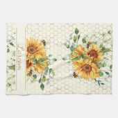 ひまわりパーソナライズされたと蜂 キッチンタオル (横)