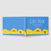 ひまわりパーソナライズされたと青結婚夏 ゲストブック (全面)