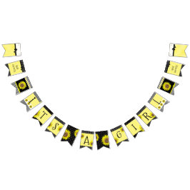 ひまわりパーソナライズされたのベビーシャワーバナー バンティングフラッグ