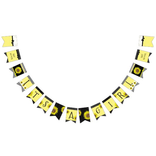 ひまわりパーソナライズされたのベビーシャワーバナー バンティングフラッグ (全)