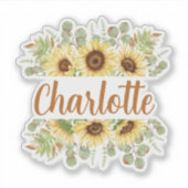 ひまわりパーソナライズされたの名前シール シール (正面)