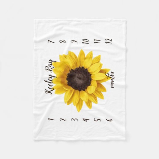 ひまわりパーソナライズされたの月のマイルストーン毛布 フリースブランケット (正面)