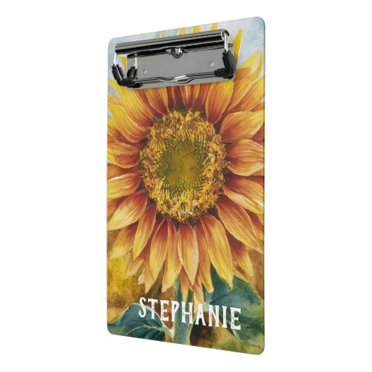 ひまわりパーソナライズされたの水彩を追加する ミニクリップボード (アングル2)
