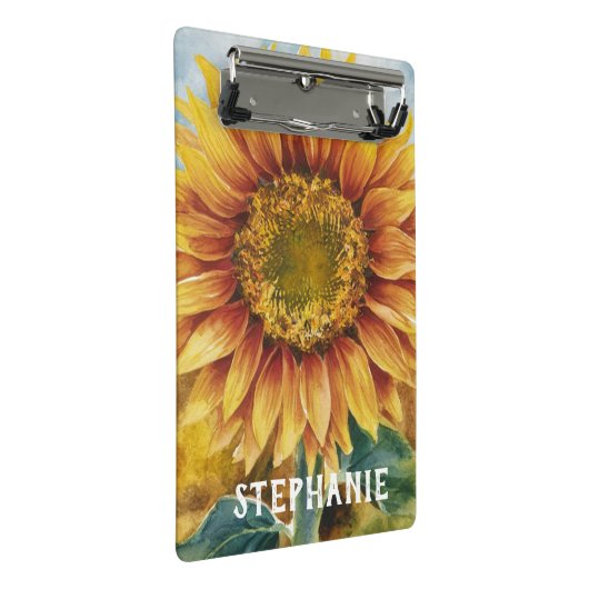 ひまわりパーソナライズされたの水彩を追加する ミニクリップボード (アングル)