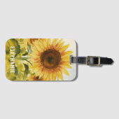 ひまわりパーソナライズされたの水彩を追加する ラゲッジタグ (正面横)