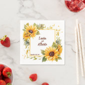 ひまわりパーソナライズされたの結婚愛 スタンダードカクテルナプキン (インサイチュ)