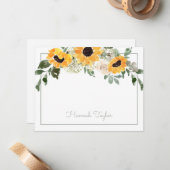 ひまわりパーソナライズされたの緑 ノートカード (正面/裏面インサイチュ)