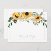 ひまわりパーソナライズされたの緑 ノートカード (正面/裏面)