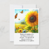 ひまわりパーソナライズされたの隣人サンキューカード サンキューカード (裏面)