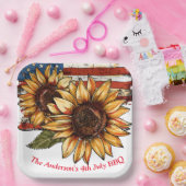 ひまわりパーソナライズされたの7月4日 ペーパープレート (パーティー)