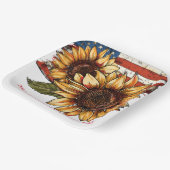 ひまわりパーソナライズされたの7月4日 ペーパープレート (傾斜あり)