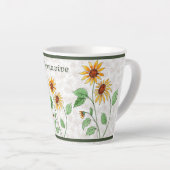 ひまわりパーソナライズされたはカエデの離れ花 カフェラテマグ (右アングル)