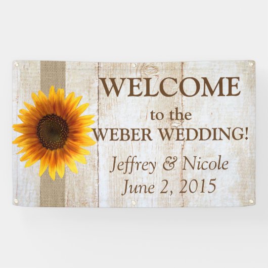 ひまわりパーソナライズされたカスタムウェディングバナー 横断幕 (横)