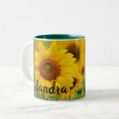ひまわりパーソナライズされたコーヒーカップマグカップ ツートーンマグカップ (正面左)