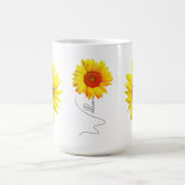 ひまわりパーソナライズされたコーヒーマグ(名前とイニシャル) コーヒーマグカップ (中央)
