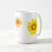 ひまわりパーソナライズされたコーヒーマグ(名前とイニシャル) コーヒーマグカップ (正面右)