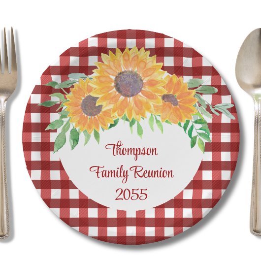 ひまわりパーソナライズされたファミリー懇親会 ペーパープレート