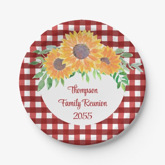 ひまわりパーソナライズされたファミリー懇親会 ペーパープレート (正面)