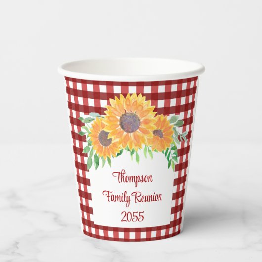 ひまわりパーソナライズされたファミリー懇親会 紙コップ (裏面)