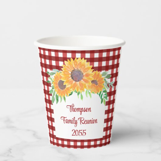 ひまわりパーソナライズされたファミリー懇親会 紙コップ (正面)