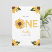 ひまわりパーソナライズされたファーストハッピーバースデーカード カード (スタンド正面)