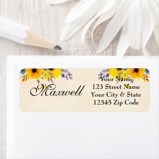 ひまわりパーソナライズされたフローラ差出人住所ラベル ラベル (インサイチュ)