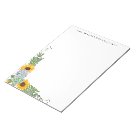 ひまわりパーソナライズされたフローラ緑 ノートパッド (アングル)