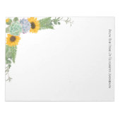 ひまわりパーソナライズされたフローラ緑 ノートパッド (正面)