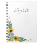 ひまわりパーソナライズされたフローラ緑 ノートブック (正面)