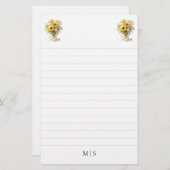 ひまわりパーソナライズされたモノグラム文房具紙 便箋 (正面/裏面)