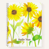ひまわりパーソナライズされた名前をカスタムするジャーナル ノートブック (正面)