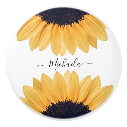 ひまわりパーソナライズされた名 セラミックノブ (正面)
