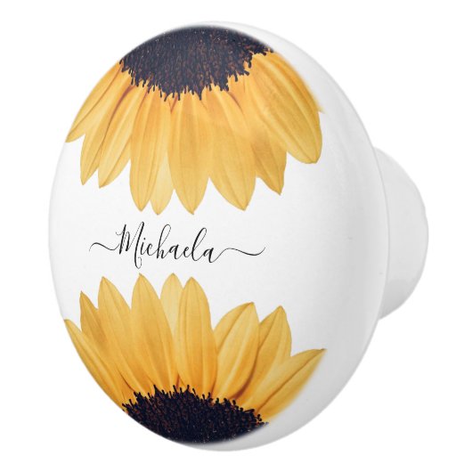 ひまわりパーソナライズされた名 セラミックノブ (右)