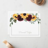 ひまわりパーソナライズされた名 ノートカード (正面/裏面インサイチュ)