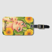 ひまわりパーソナライズされた妖精 ラゲッジタグ (正面横)