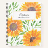 ひまわりパーソナライズされた感謝ジャーナル ノートブック (正面)