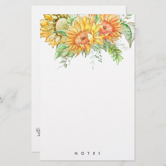 ひまわりパーソナライズされた房保フローラ文房具 便箋 (正面/裏面)