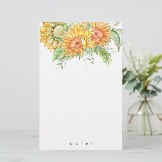 ひまわりパーソナライズされた房保フローラ文房具 便箋 (スタンド正面)