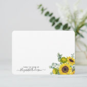 ひまわりパーソナライズされた水彩フローラノートカード サンキューカード (スタンド正面)