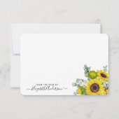ひまわりパーソナライズされた水彩フローラノートカード サンキューカード (正面)