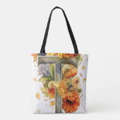 ひまわりパーソナライズされた水彩文字T トートバッグ (裏面)