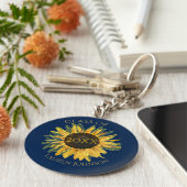 ひまわりパーソナライズされた素朴卒業キーチェーン キーホルダー (側面)