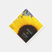 ひまわりパーソナライズされた結婚の スタンダードカクテルナプキン (角)
